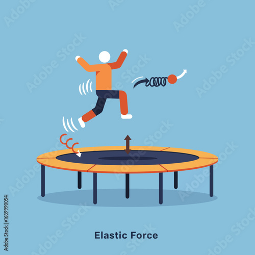 A person jumping on a trampoline illustrating the concept of elastic force.