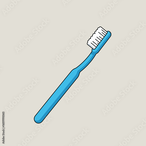 A blue toothbrush with white bristles, designed for dental hygiene.