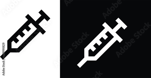 Bold injection icon for modern healthcare designs that require a clean and impactful medical symbol, perfect for health apps