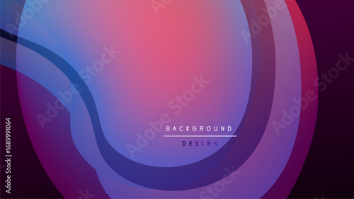 Abstract layers create vibrant, flowing shapes. Pink, purple, blue hues blend into dark background. Modern design element.
