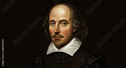 Portrait of William Shakespeare, Renowned English Playwright, Poet, and Actor of the Elizabethan Era