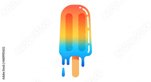 A vibrant popsicle with rainbow gradient and dripping effect, perfect for summer designs, food illustrations, or sweet treats