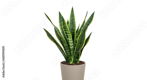 Closeup of a Snake Plant in a Gray Pot 1.