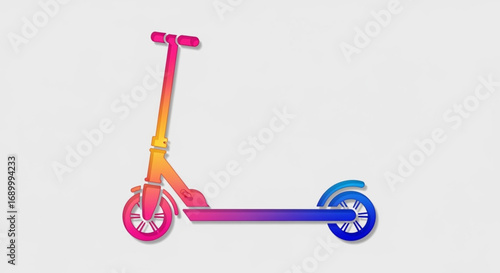 A colorful scooter with a gradient from pink to blue, symbolizing modern transportation and urban mobility