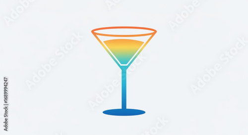A vibrant martini glass with colorful gradient fill, ideal for cocktail, bar, or celebration concepts
