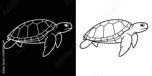 Graceful sea turtle swimming elegantly through clear ocean waters, a symbol of longevity and tranquility