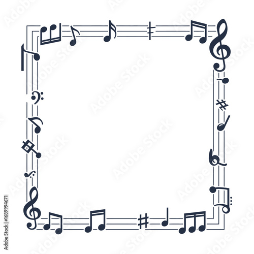 A decorative border made of musical notes and symbols, suitable for music-related content.