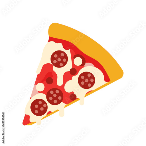 Pepperoni Pizza Slice with Melted Cheese Illustration