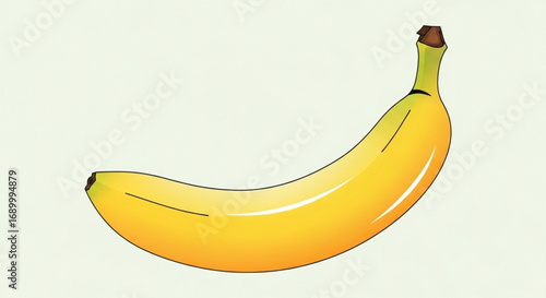 Vibrant and detailed illustration of a ripe yellow banana, , showcasing its smooth peel and inviting curve