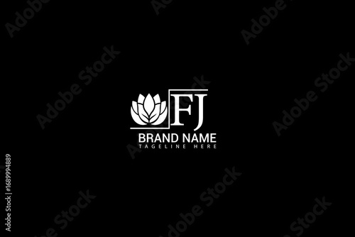 FJ letter monogram logo with lotus flower for luxury spa beauty brand