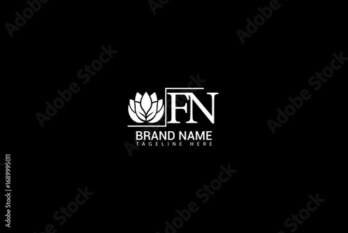 FN letter monogram logo with lotus flower for luxury spa beauty brand