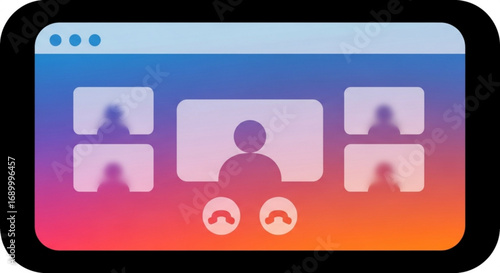Virtual meeting on smartphone, connecting people remotely for collaboration, communication, and online interaction