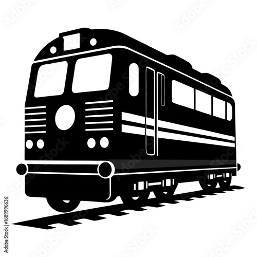 Simple Diesel Locomotive Silhouette Vector Graphic Isolated on White