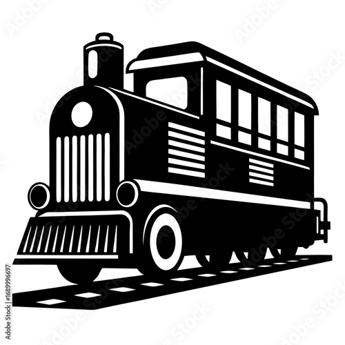 Simple Diesel Locomotive Silhouette Vector Graphic Isolated on White
