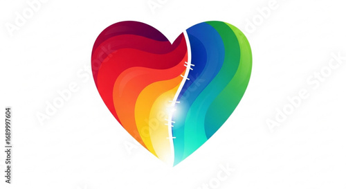 A vibrant heart with rainbow colors, symbolizing love, diversity, and unity, , a symbol of hope and acceptance