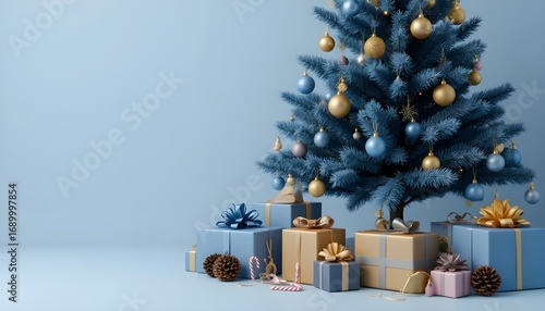 Christmas background with christmas gifts decoration - 3d rendering