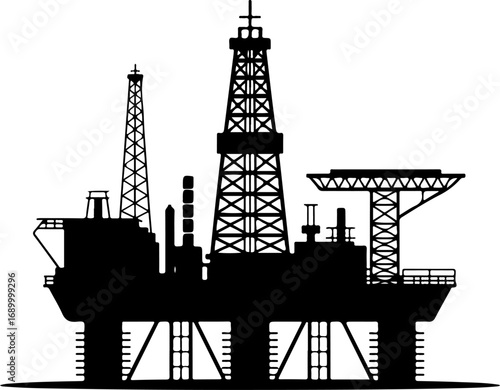 oil drilling platform silhouette vector illustration