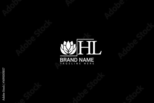 HL Letter Logo Design Elegant Lotus Symbol, Modern Brand Identity Template