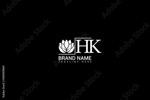 HK Letter Logo Design Elegant Lotus Symbol, Modern Brand Identity Template
