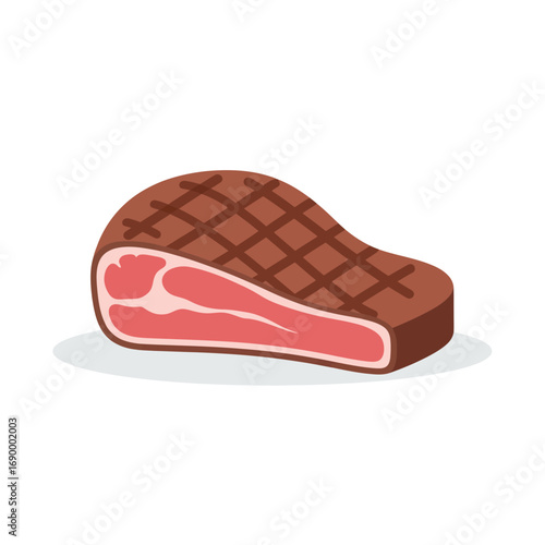 Delicious Grilled Steak Illustration with Crosshatch Pattern