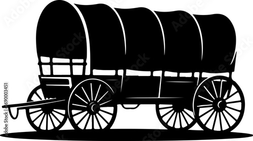 Old western covered wagon  silhouette vector illustration