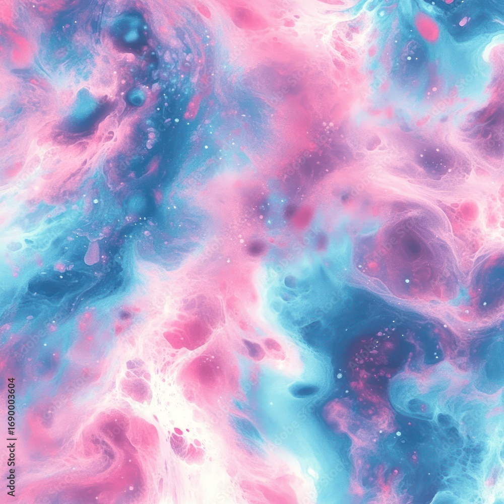 Fototapeta premium Abstract fluid art with swirling pink, blue, and white colors creating a soft, ethereal, and dynamic visual flow