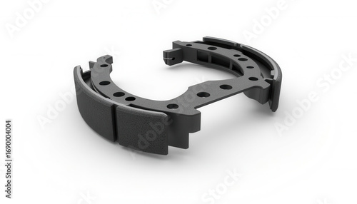 Black mechanical component with circular design in minimalist style  