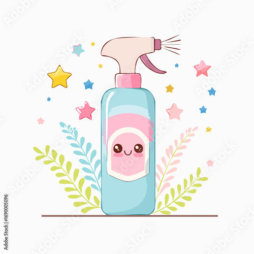 Spray bottle pastel lavender with kawaii icon design