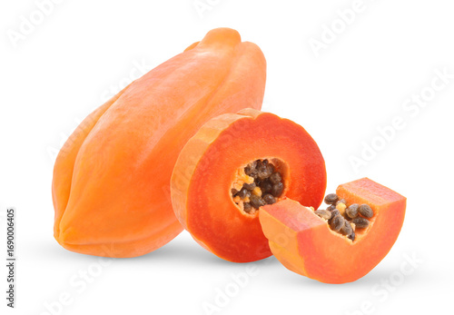 sliced of ripe papaya isolated  transparent png