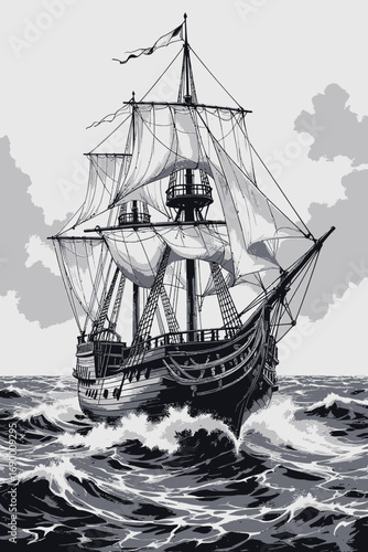 sailing ship in the sea