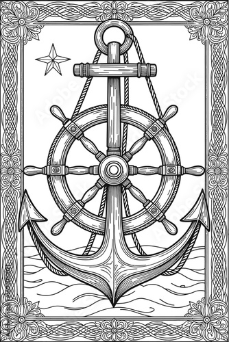 nautical background with anchor