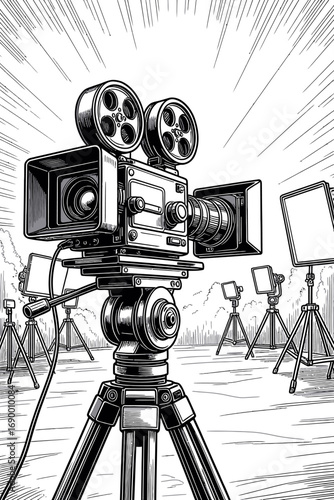 video camera on tripod