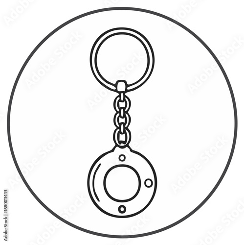 Keyring with round charm outline icon simple vector illustration