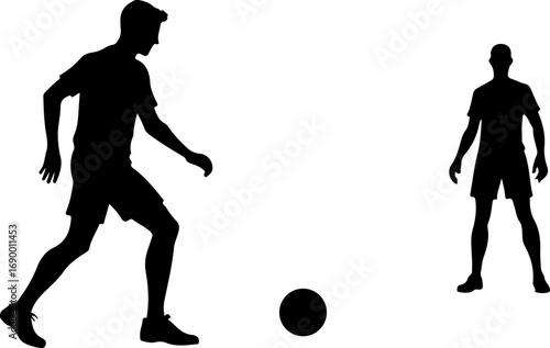 Two football goalkeeper and goalpost silhouettes