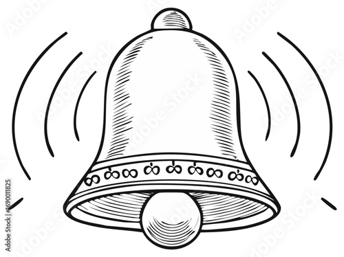 Hand-drawn ringing bell illustration. Sketchy design.