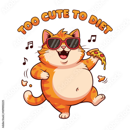 Cute Chubby Cat Too Cute to Diet Illustration