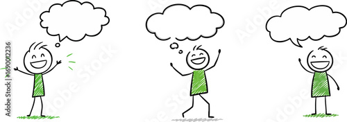 Excited Stick Figure with Empty Thought Bubble