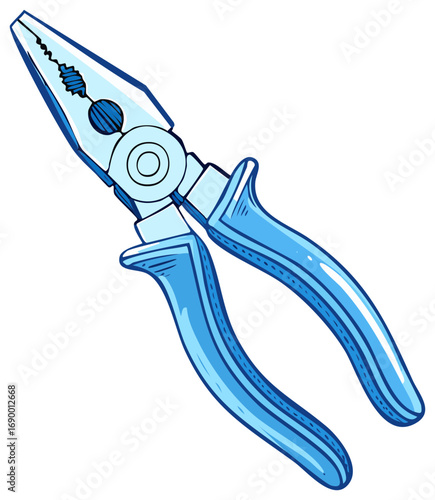 Cartoon Blue Pliers Open Tool For Construction and Handiwork DIY