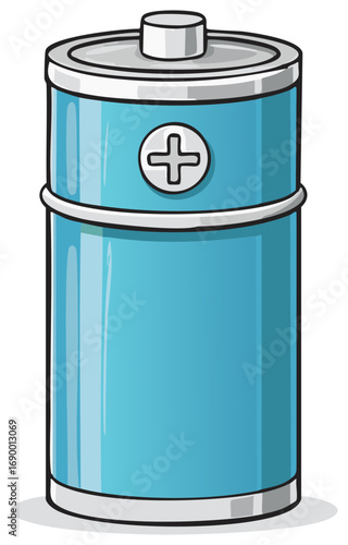 Cyan Battery Illustration:  Power Cell for Energy Solutions and Green Technology