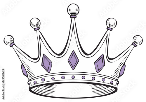 Regal Crown Illustration with Ornate Details and Stylized Rendering for Designs and Themes