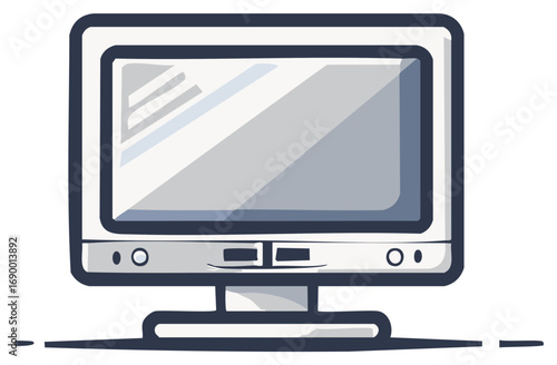 Retro computer monitor with a simple, clean design and reflective screen