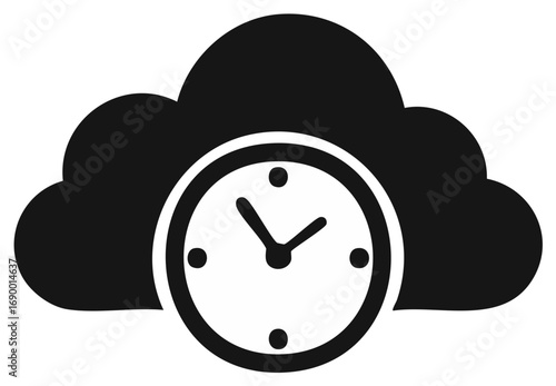 Cloud Time Icon Representing Server History Backup and Online Schedule Management