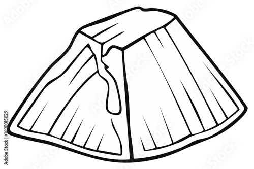 Monochrome line art illustration of juicy pineapple fruit segment with a drip