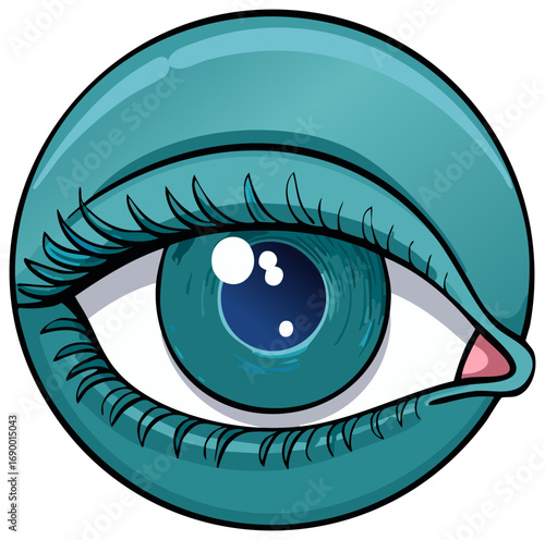 Stylized Teal Human Eye Illustration Representing Vision and Insight