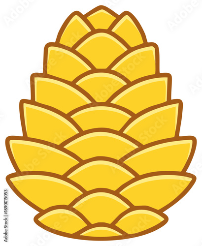 Stylized Golden Hop Cone Vector Illustration for Craft Beer and Brewing