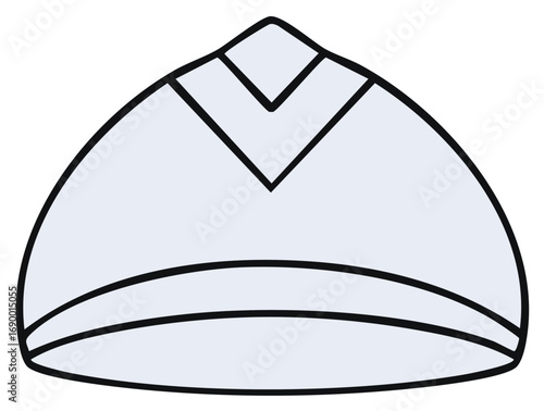 Stylized vector icon of a traditional skullcap with geometric patterns
