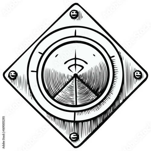 Radioactive Material Symbol, Hand Drawn Safety Warning Sign for Biohazard and Industrial Waste