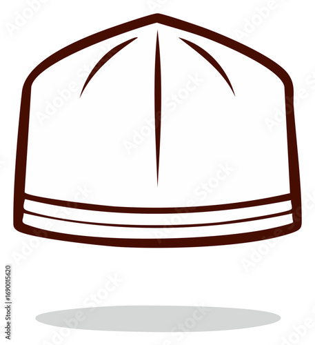 Kufi Cap Illustration Stylized Vector Minimalist Traditional Headwear Geometric Outline