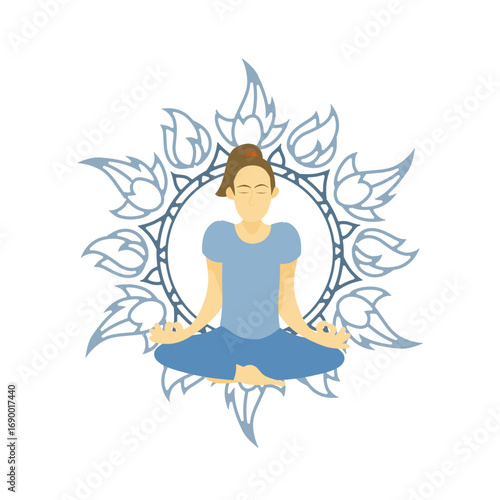 A woman meditating in the lotus position