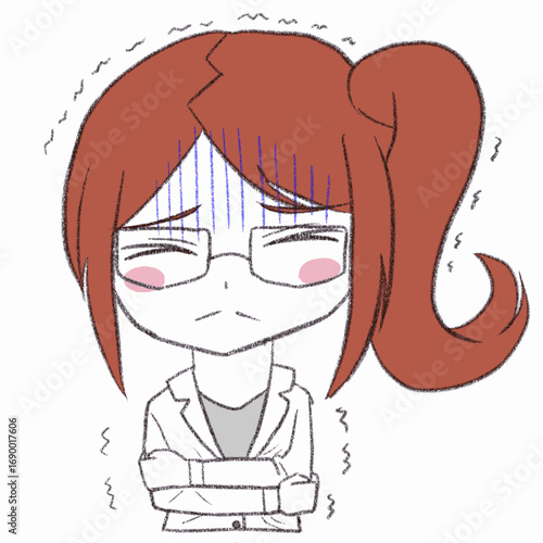 白衣を着た女性が震えている
